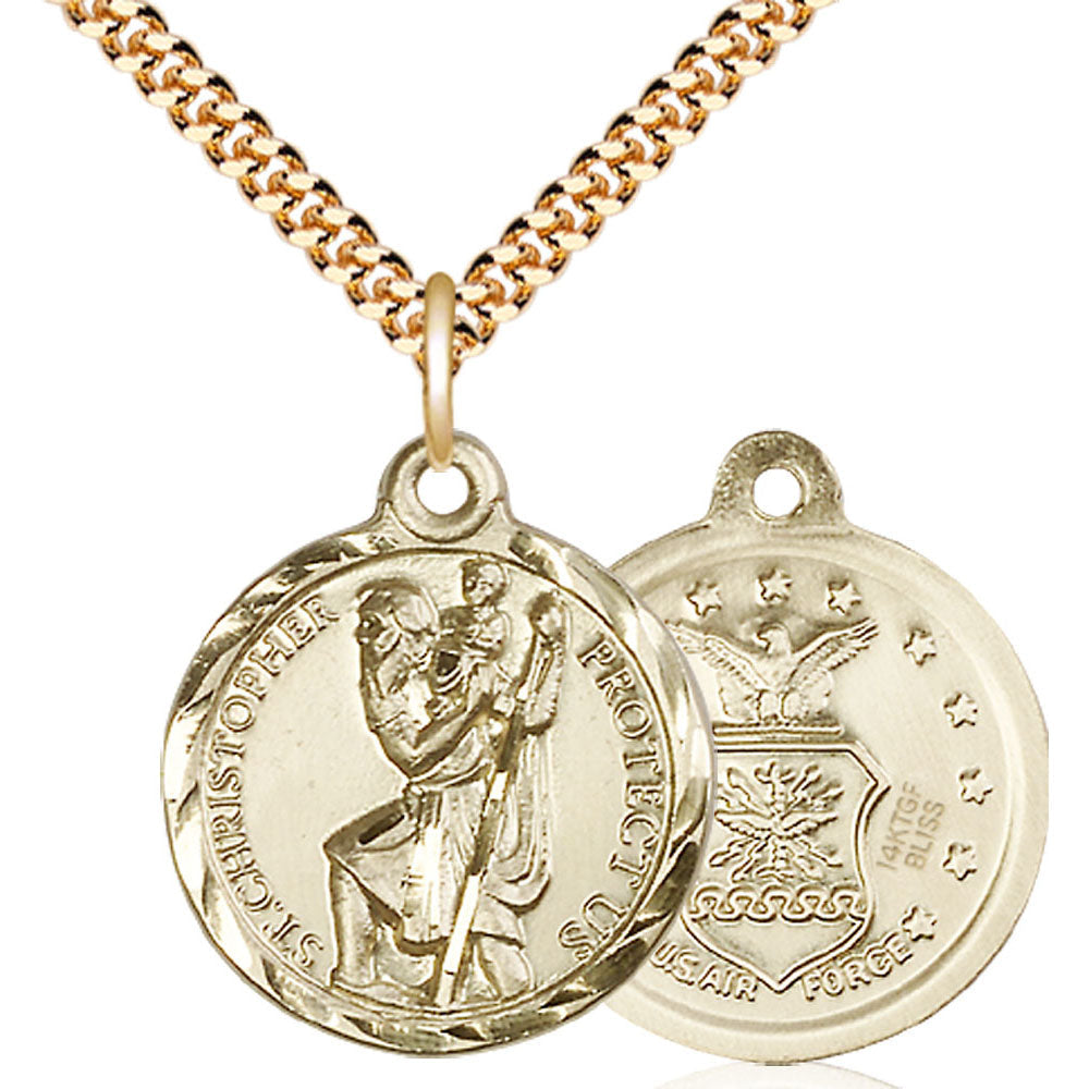 Gold Filled Saint Christopher / Air Force Pendant - 0192GF1