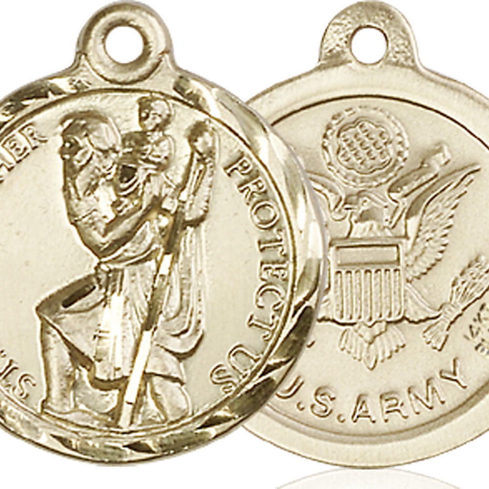 14kt Gold Saint Christopher / Army Pendant - 0192KT2