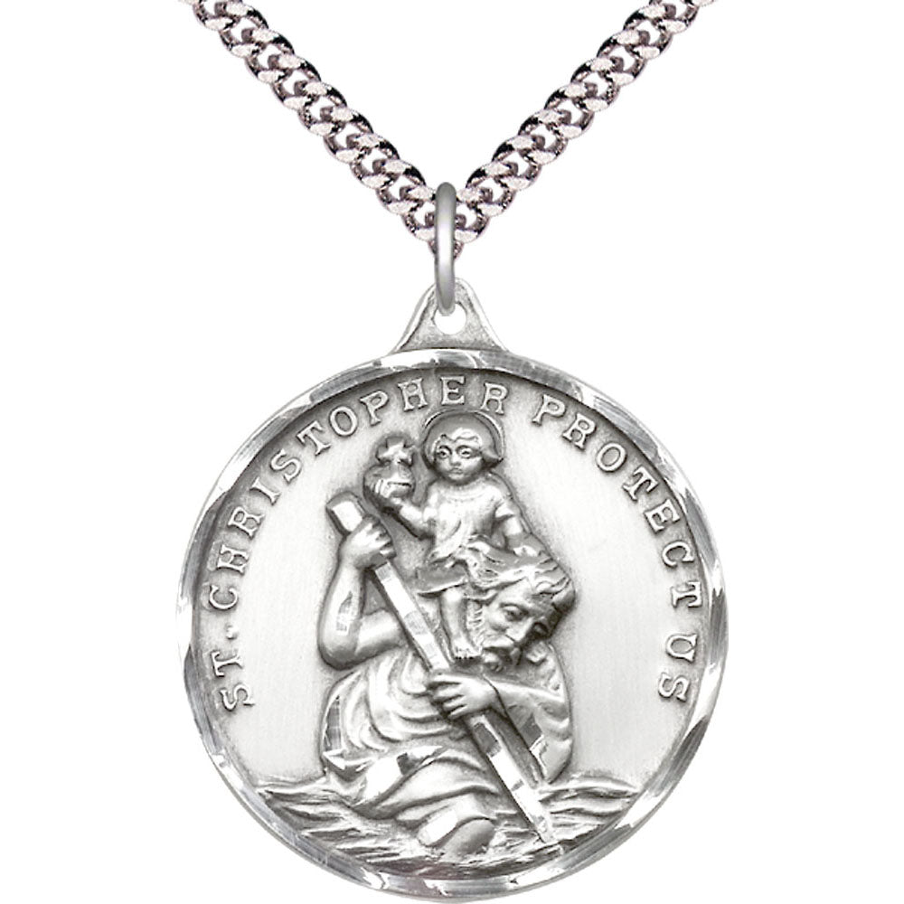 Sterling Silver Saint Christopher Pendant - 0203CSS