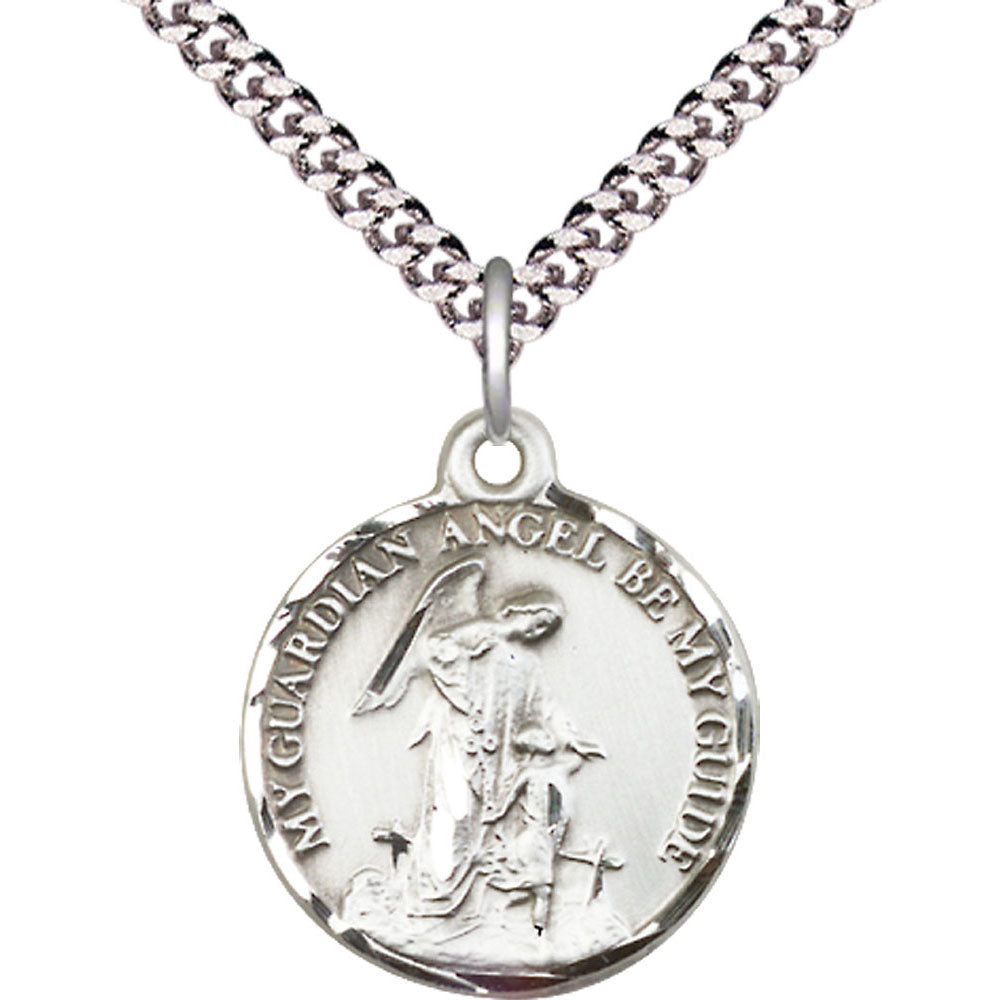 Sterling Silver Guardian Angel Pendant - 0341SS