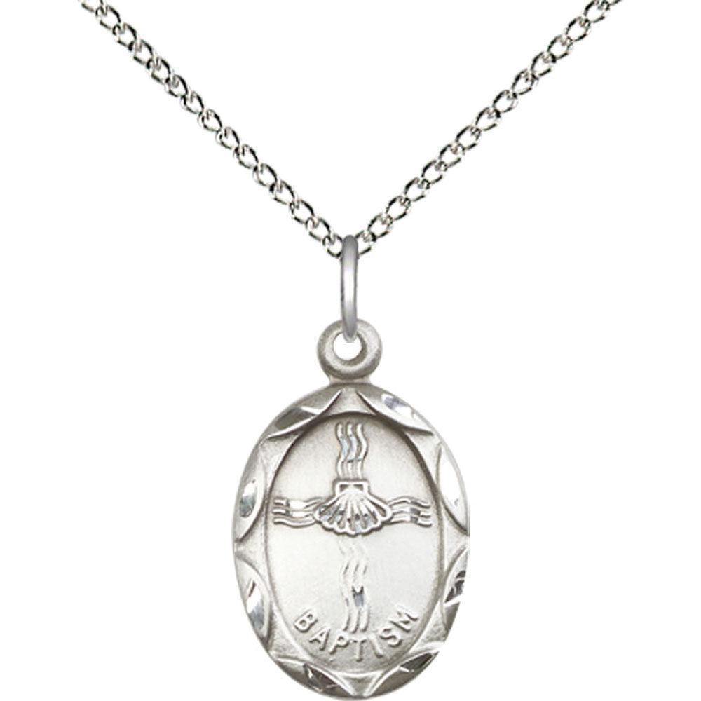 Sterling Silver Baptism Pendant - 0612BASS