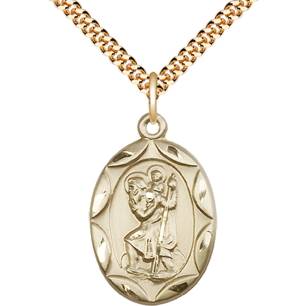 Gold Filled Saint Christopher Pendant - 0801CGF