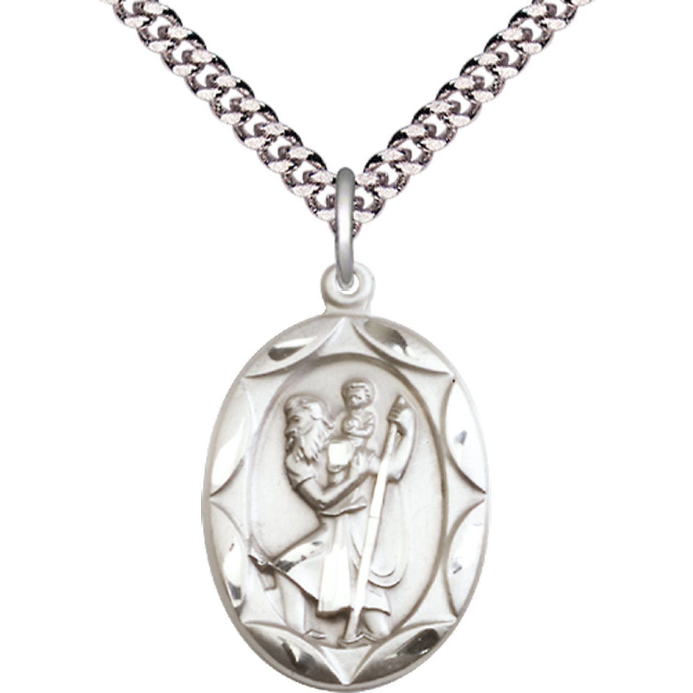 Sterling Silver Saint Christopher Pendant - 0801CSS