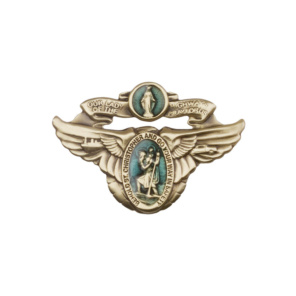Antique Gold O/L of the Highway Visor Clip with Blue Epoxy Finish - 1017EVG