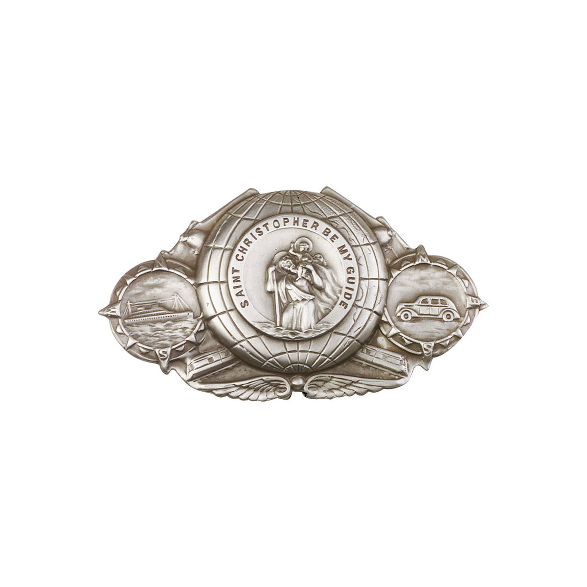 Antique Silver St. Christopher Visor Clip - 1019V
