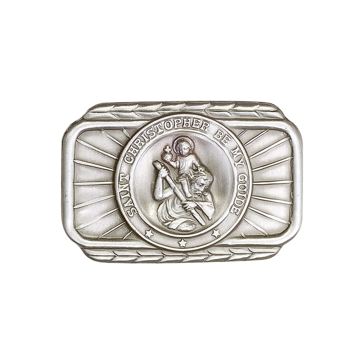 Antique Silver St. Christopher Visor Clip - 1021V