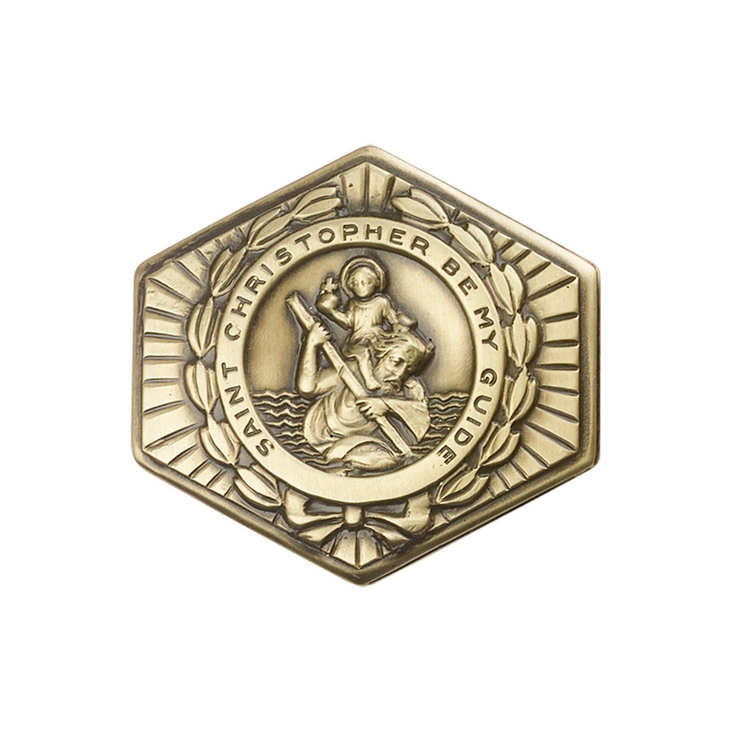 Antique Gold St. Christopher Visor Clip - 1022VG