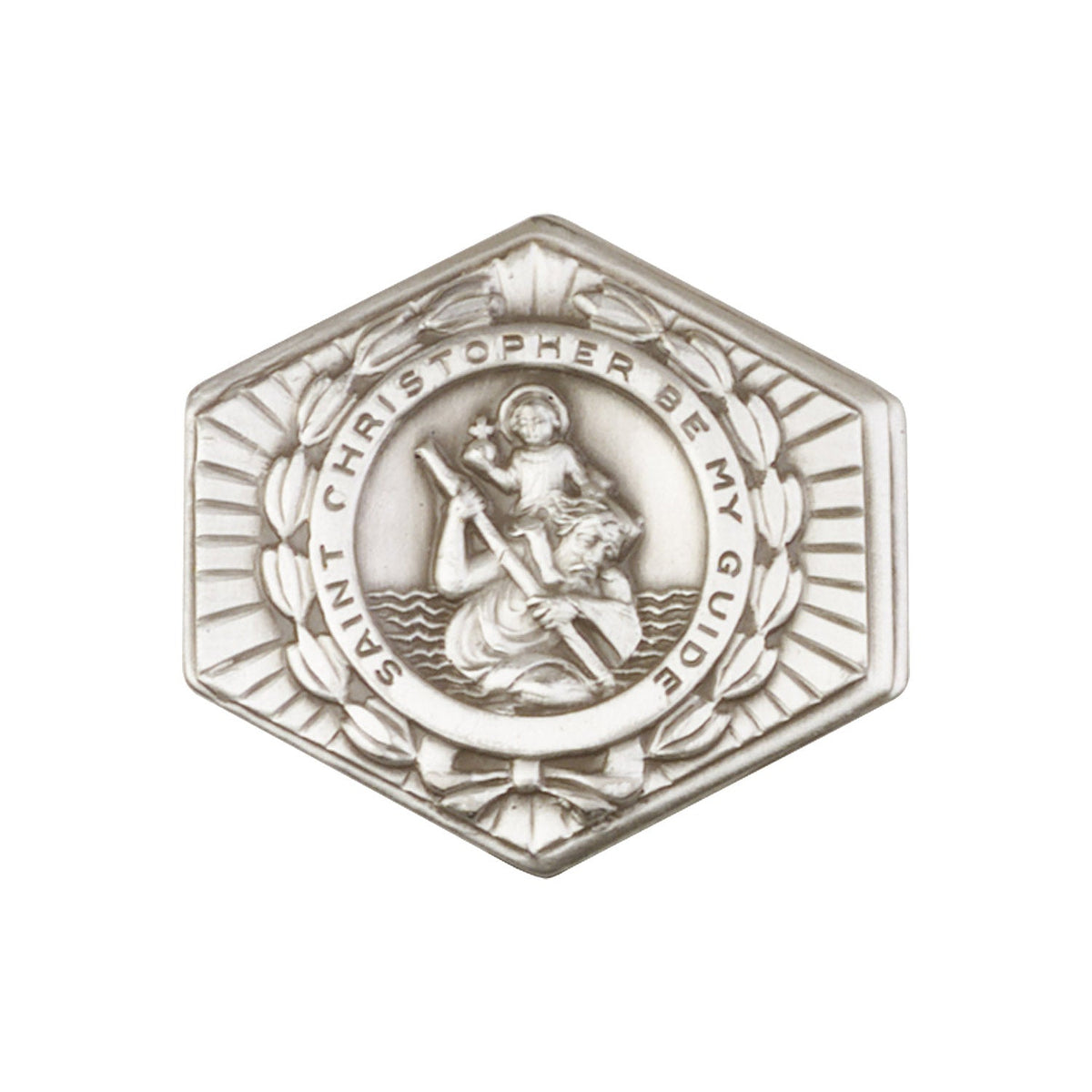 Antique Silver St. Christopher Visor Clip - 1022V