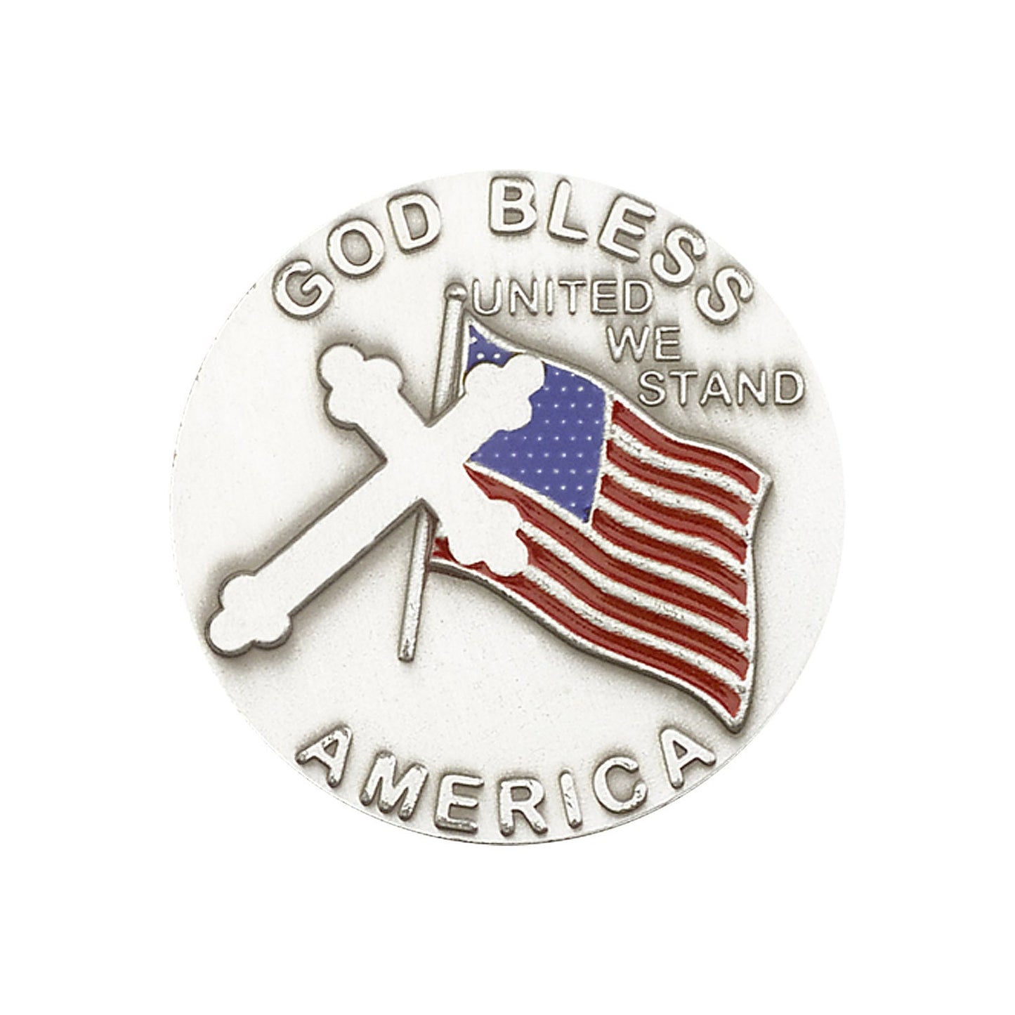 Antique Silver God Bless America Visor Clip - 1038V