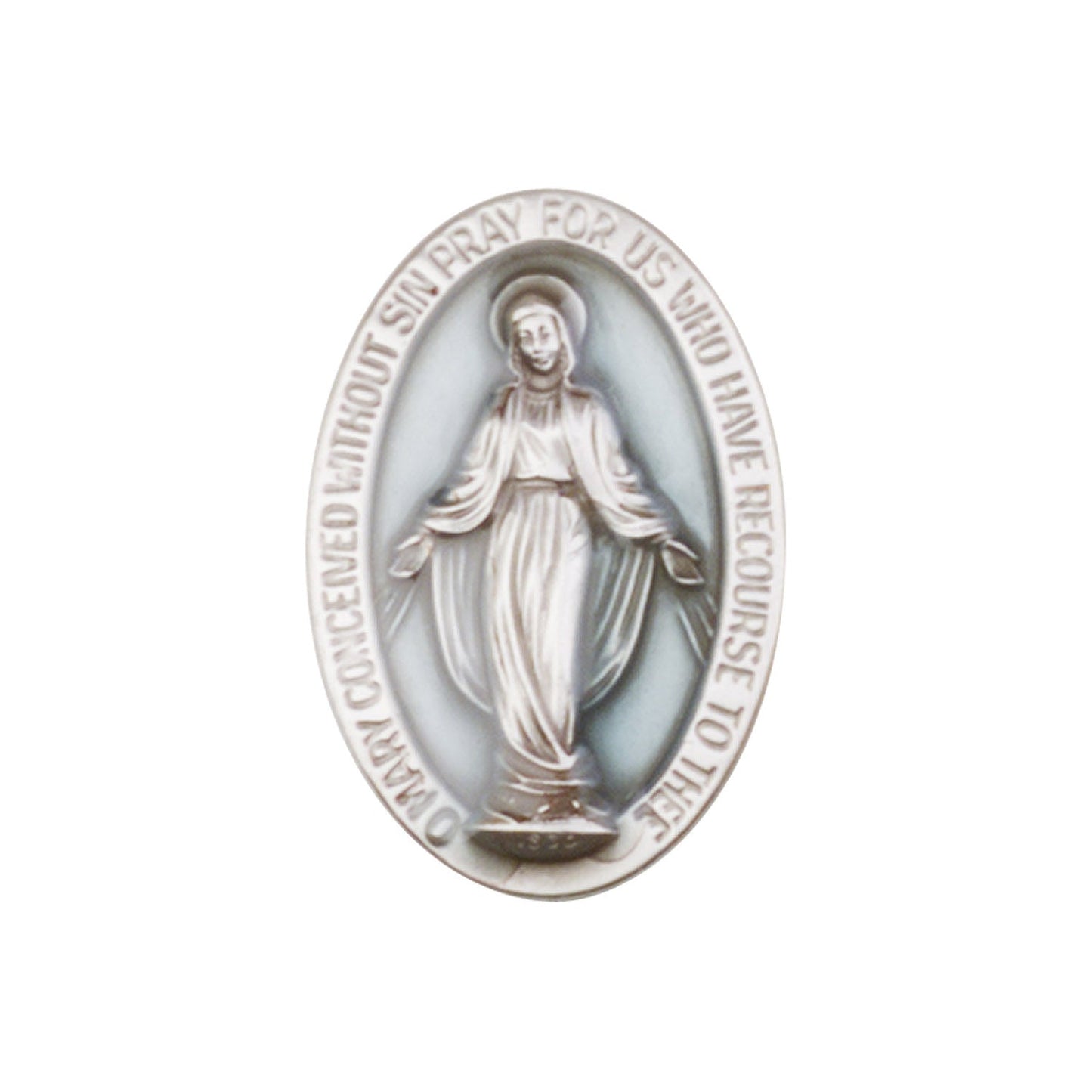 Antique Silver Miraculous Visor Clip with Blue Epoxy Finish - 1052EV