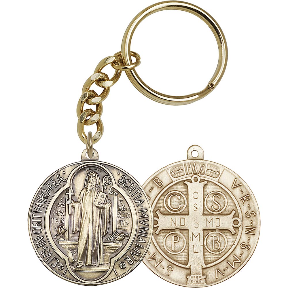 Antique Gold St. Benedict Keychain - 1057