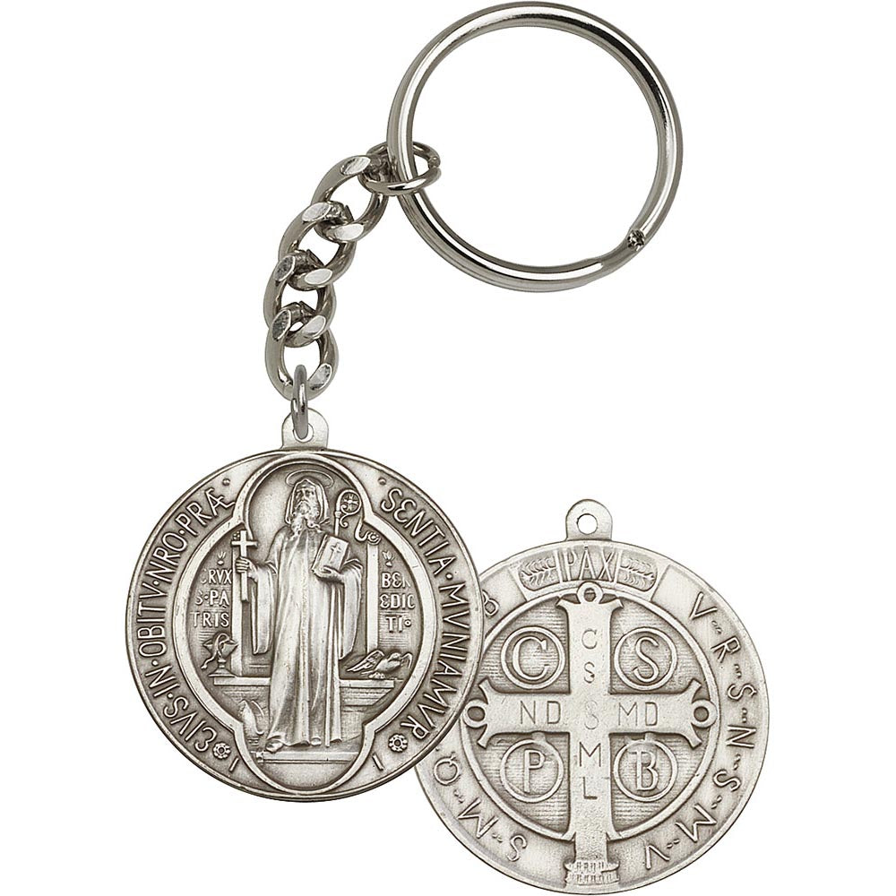 Antique Silver St. Benedict Keychain - 1057