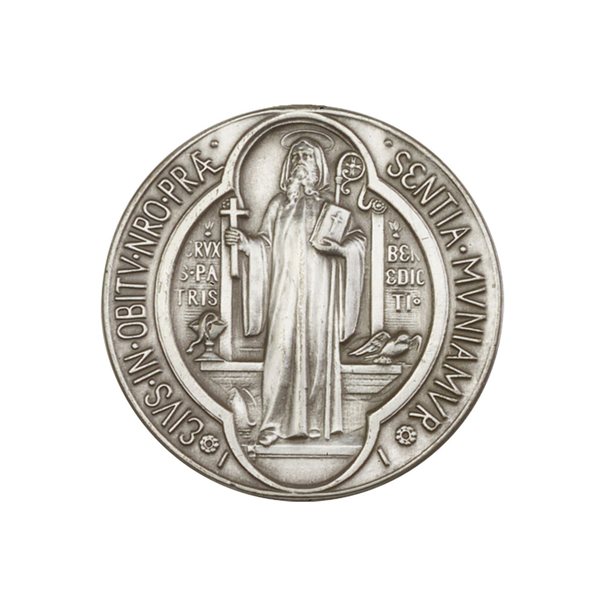 Antique Silver St. Benedict Visor Clip - 1057V