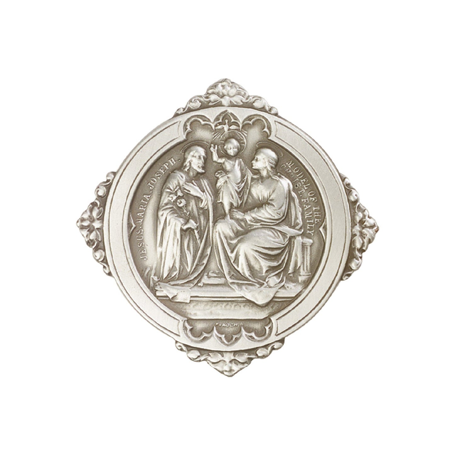 Antique Silver Holy Family Visor Clip - 1062V
