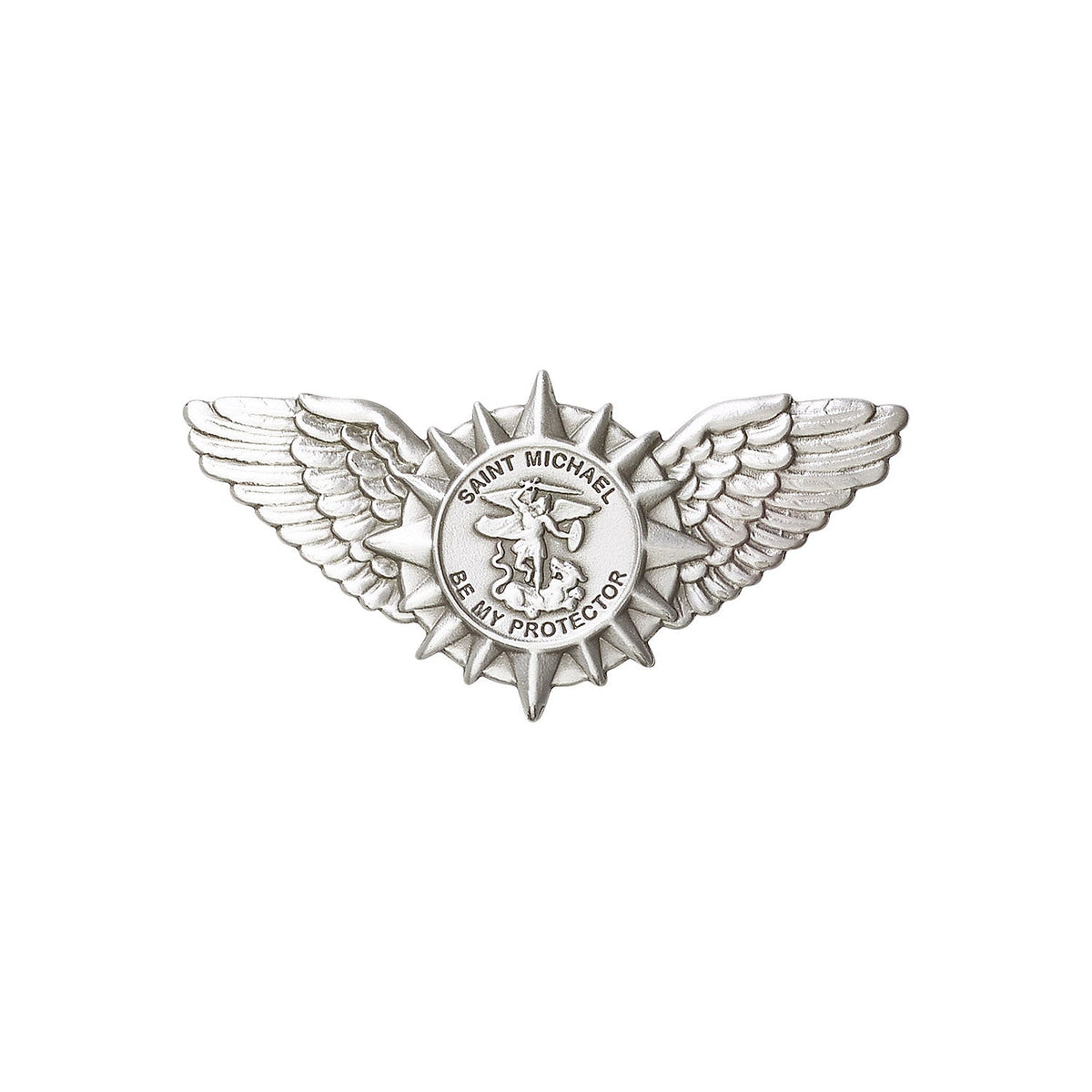 Antique Silver St. Michael / Wings Visor Clip - 1063V
