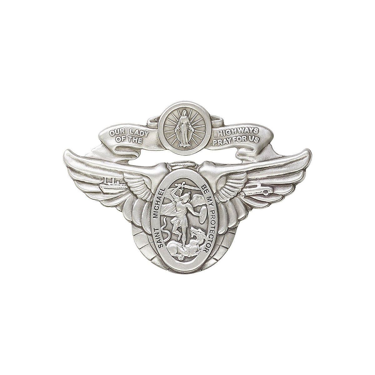 Antique Silver O/L of the Highway / St Michael Visor Clip - 1071V