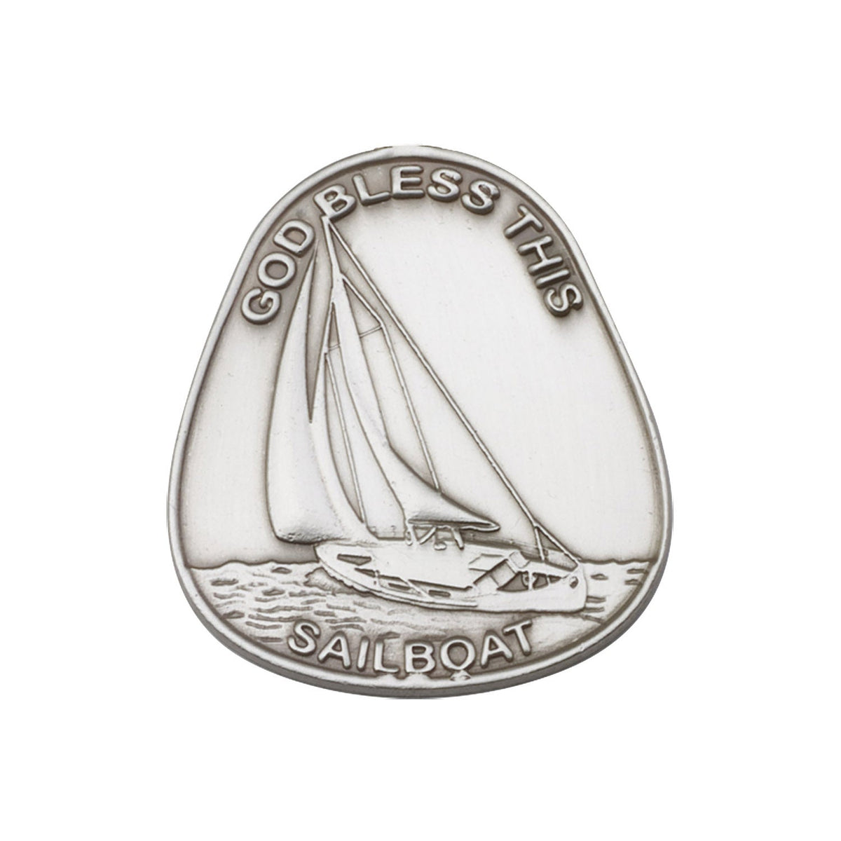 Antique Silver God Bless This Sailboat Visor Clip - 1082V