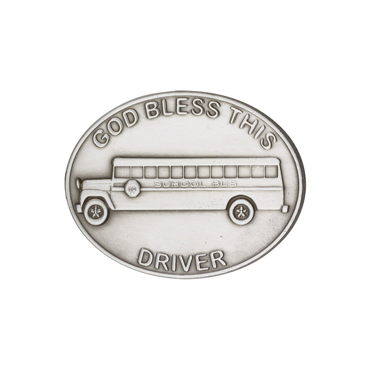 Antique Silver God Bless This Bus Driver Visor Clip - 1084V