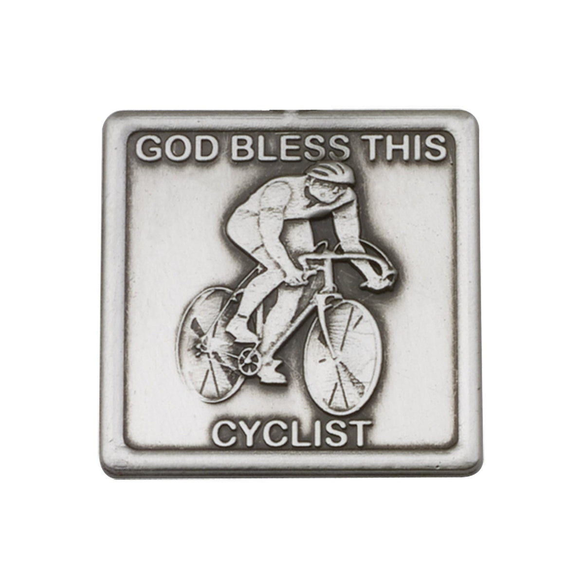 Antique Silver God Bless This Cyclist Visor Clip - 1085V