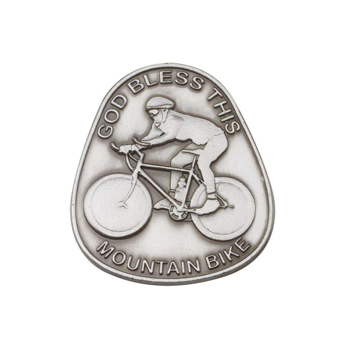 Antique Silver God Bless This Mountain Bike Visor Clip - 1089V