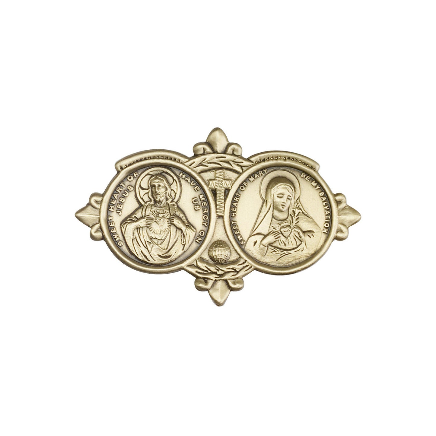 Antique Gold Jesus / Mary Visor Clip - 1096VG