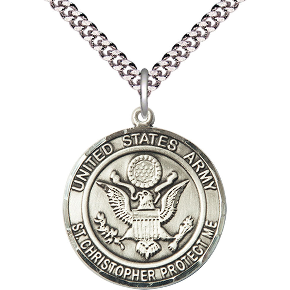 Sterling Silver Army/St. Christopher Pendant - 1182SS2
