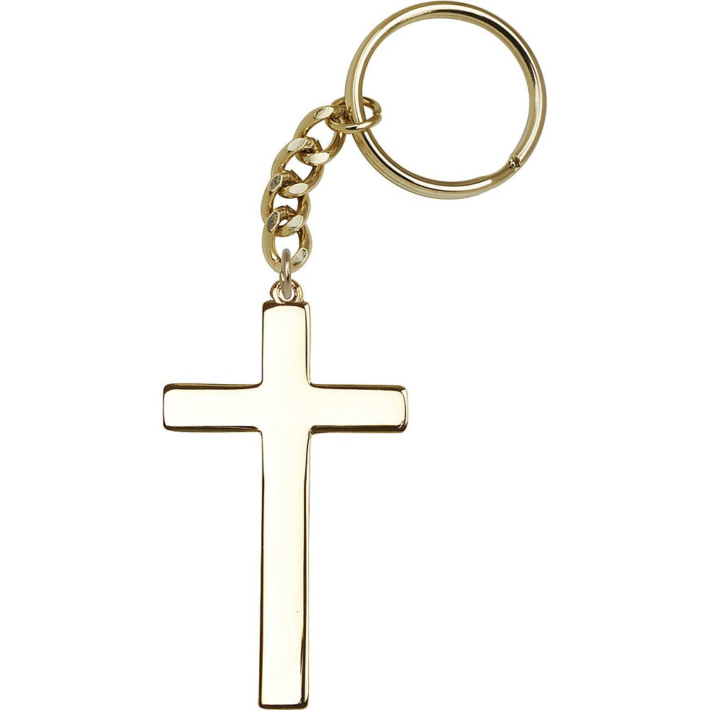 Gold Plate Cross Keychain - 1426