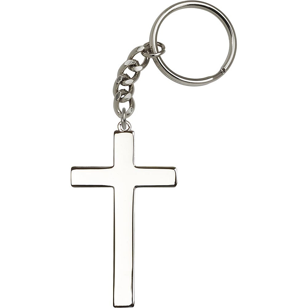 Silver Plate Cross Keychain - 1426