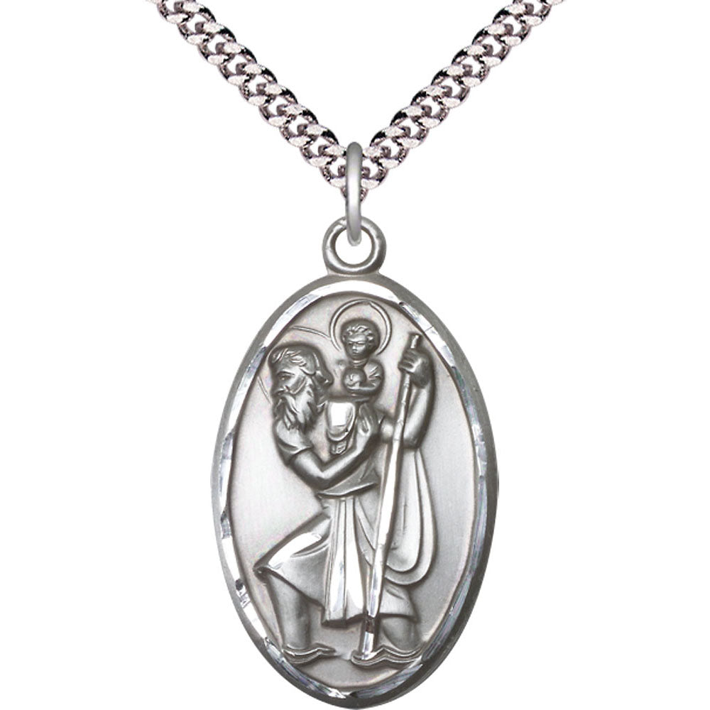 Sterling Silver Saint Christopher Pendant - 1655SS