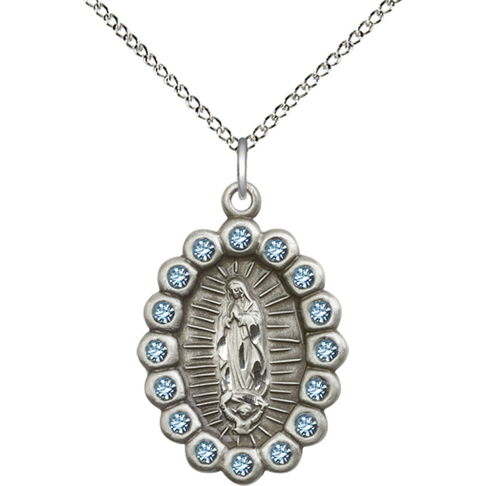 Sterling Silver Our Lady of Guadalupe Pendant - 2009FASS