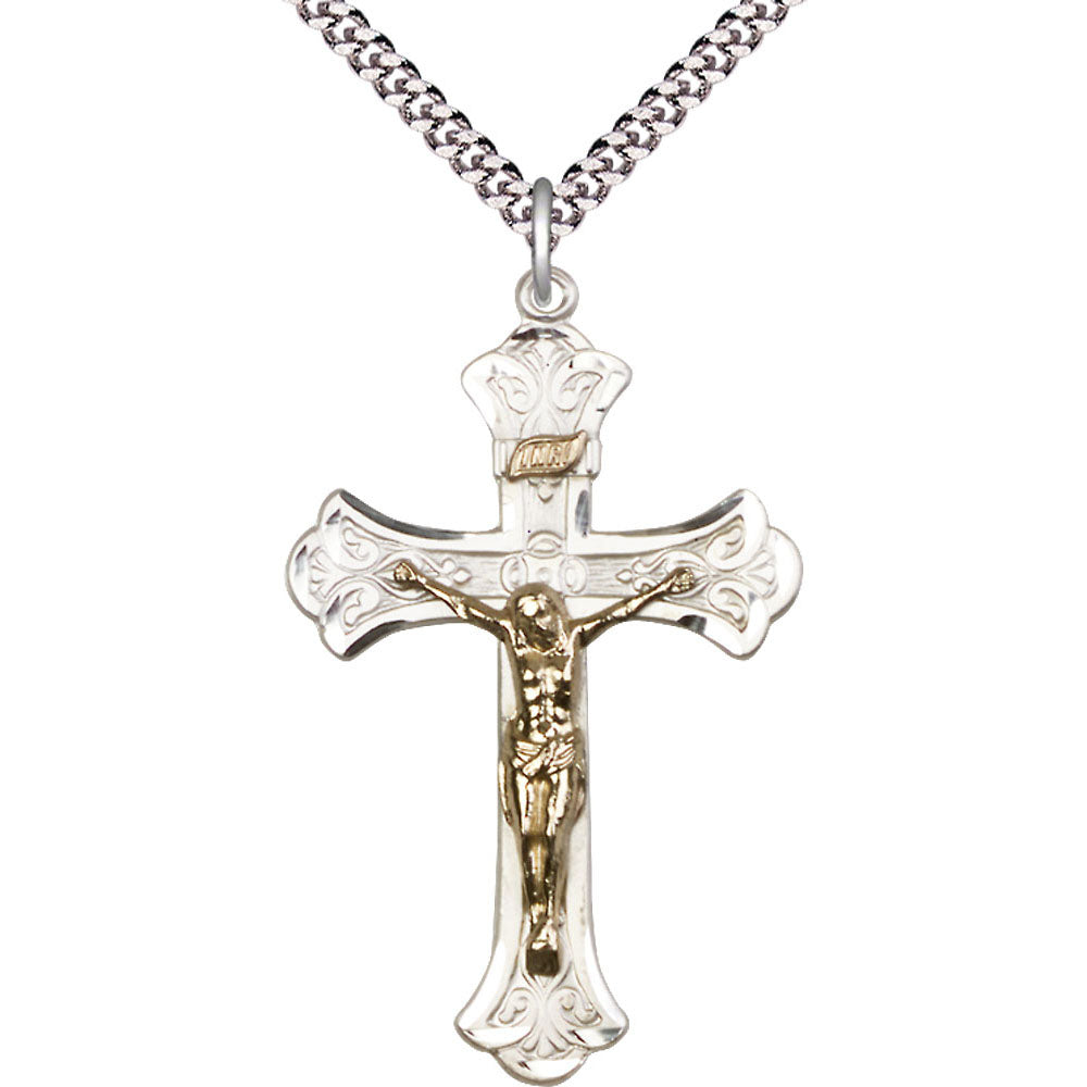 Gold Filled/Sterling Silver Crucifix Pendant - 2642GF_SS