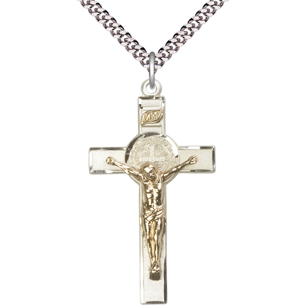 Gold Filled/Sterling Silver Saint Benedict Crucifix Pendant - 2645GF_SS