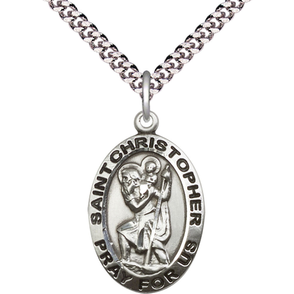 Sterling Silver Saint Christopher Pendant - 4020SS