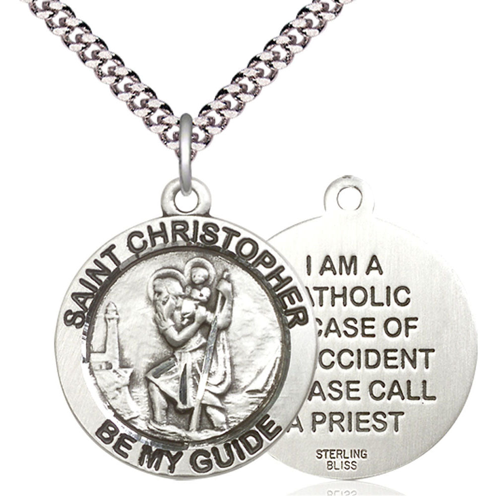 Sterling Silver Saint Christopher Pendant - 4074SS