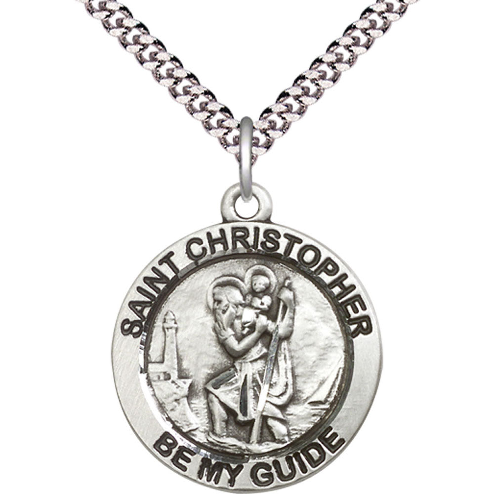 Sterling Silver Saint Christopher Pendant - 4075SS