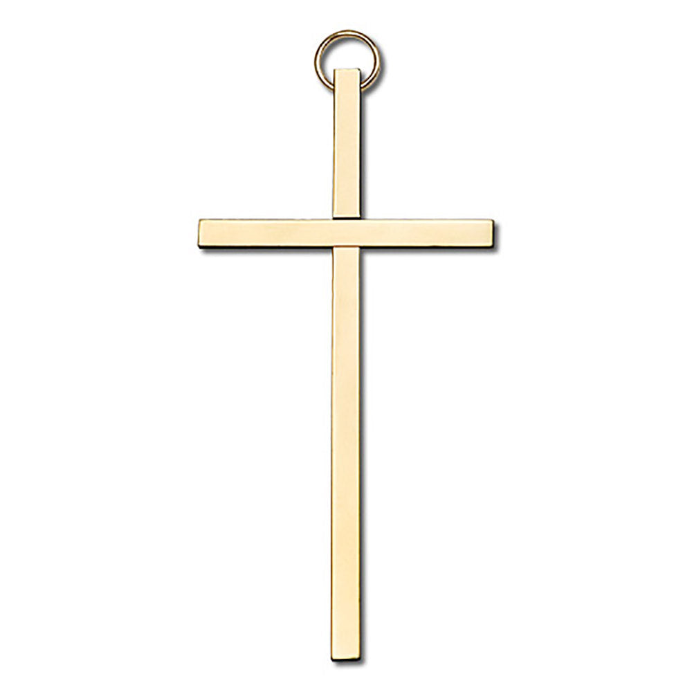 4 inch Plain Polished Brass Cross - 4450G