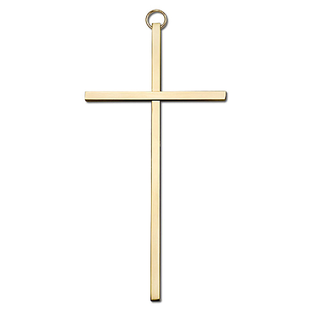 6 inch Plain Polished Brass Cross - 4600G