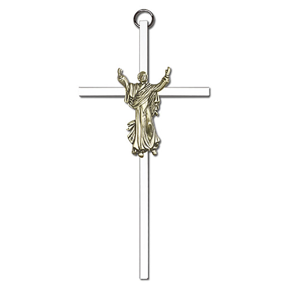 6 inch Antique Gold Risen Christ on a Polished Silver Finish Cross - 4930 - 4930G/S