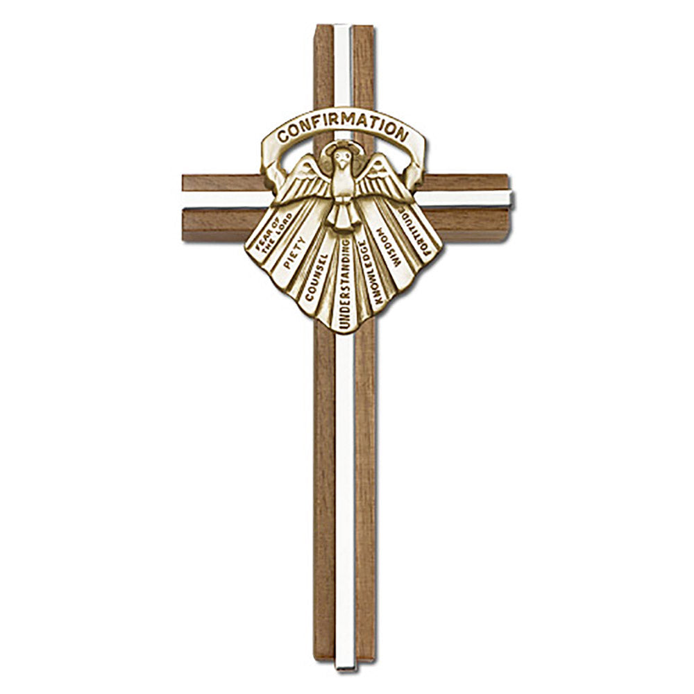 6 inch Confirmation Cross, Walnut w/ Antique Gold inlay - 5097G/S