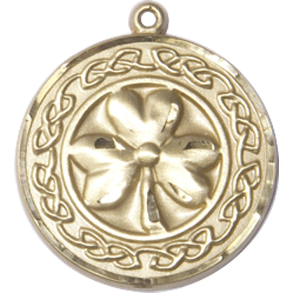 14kt Gold Shamrock w/ Celtic Border Pendant - 5106KT