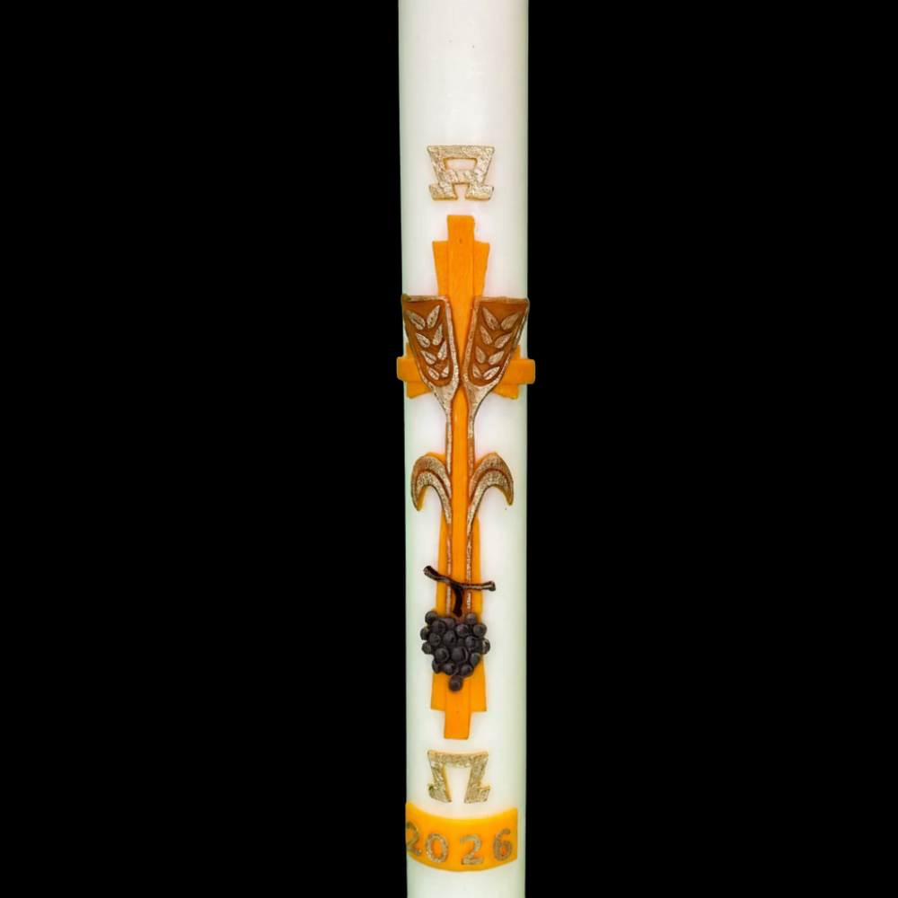Yellow Wheat & Grapes Paschal Candle
