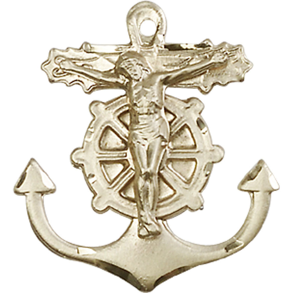 14kt Gold Anchor Crucifix Pendant - 5685KT