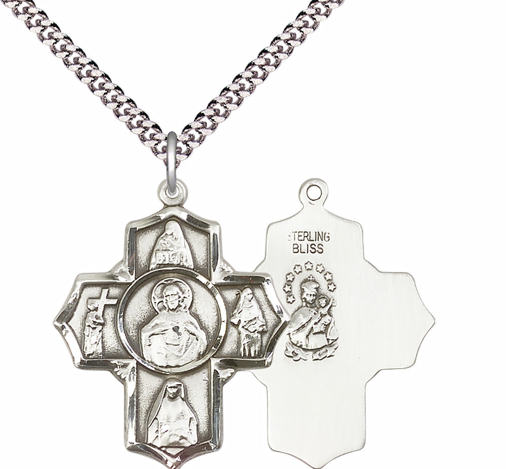 Sterling Silver Scapular 4-Way Pendant - 5715SS