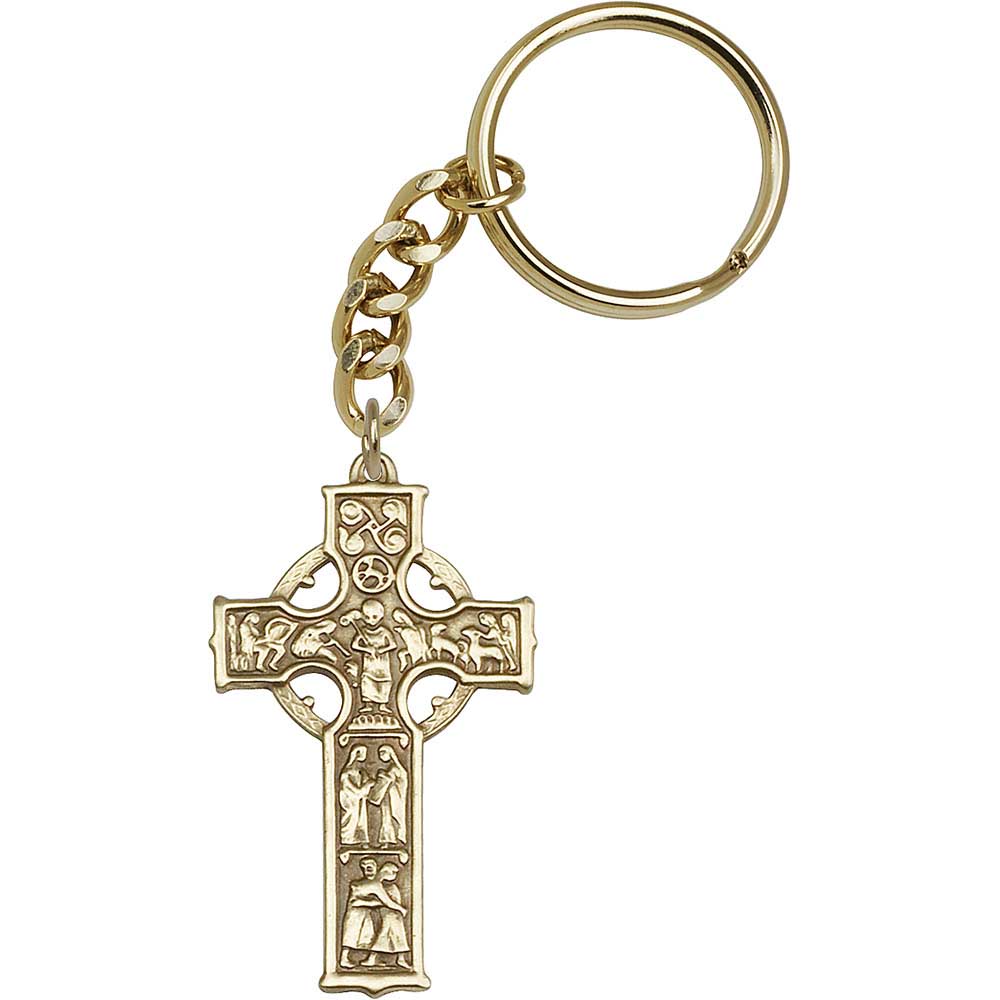 Antique Gold Celtic Cross Keychain - 5856