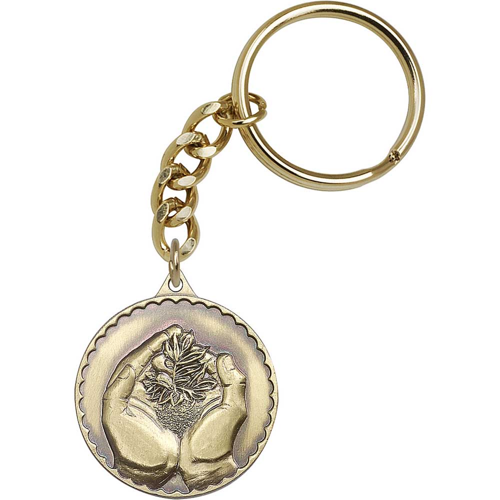Antique Gold Faith Hand Serenity Keychain - 5857