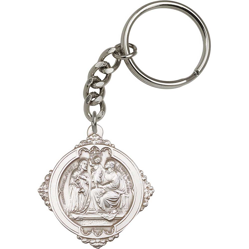 Antique Silver Holy Family Keychain - 5862