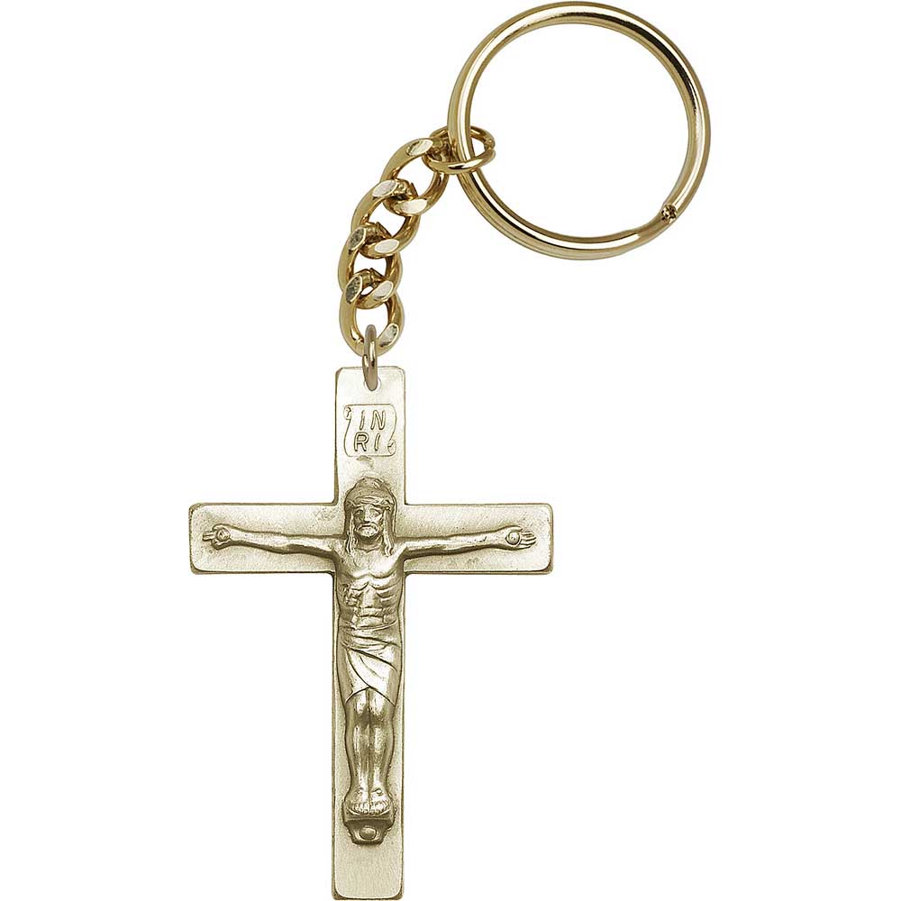 Antique Gold Crucifix Keychain - 5866