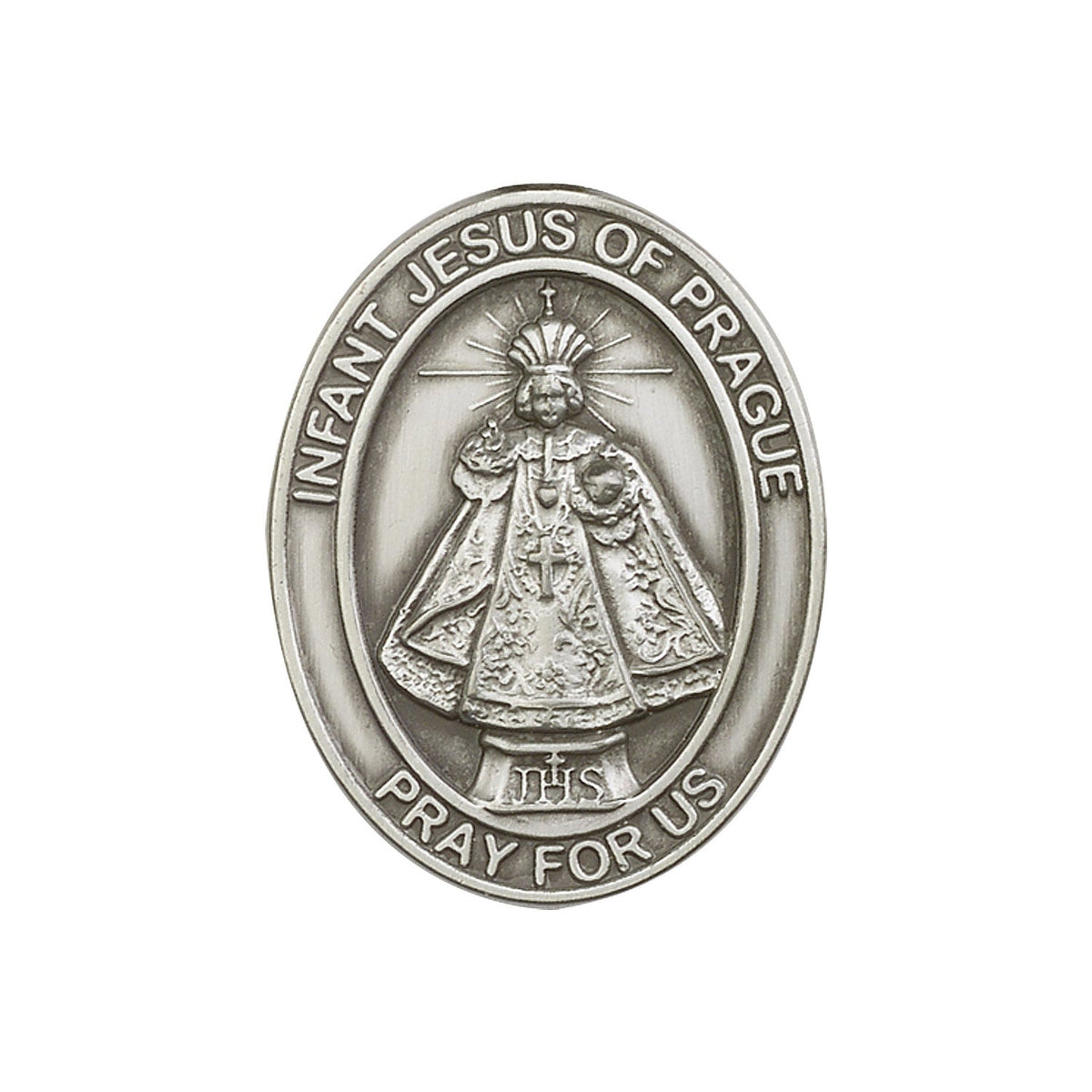 Antique Silver Infant of Prague Visor Clip - 5875V