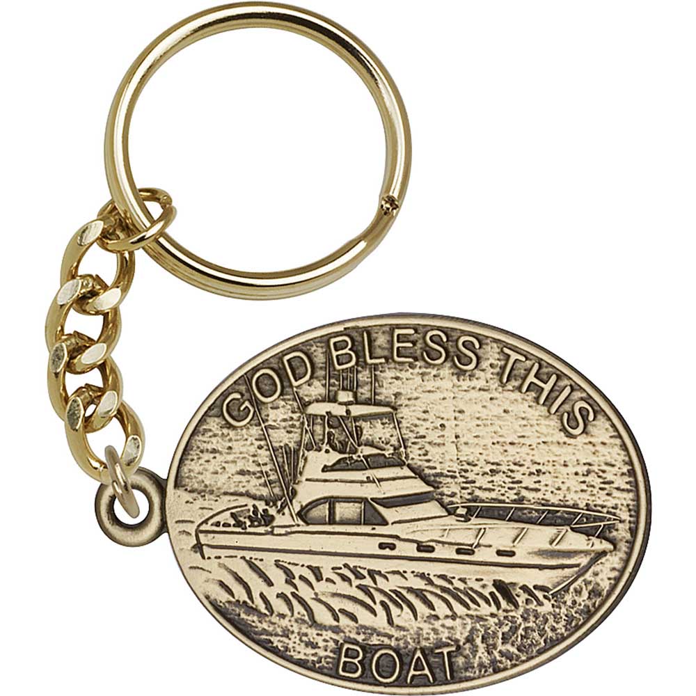 Antique Gold God Bless This Boat Keychain - 5878