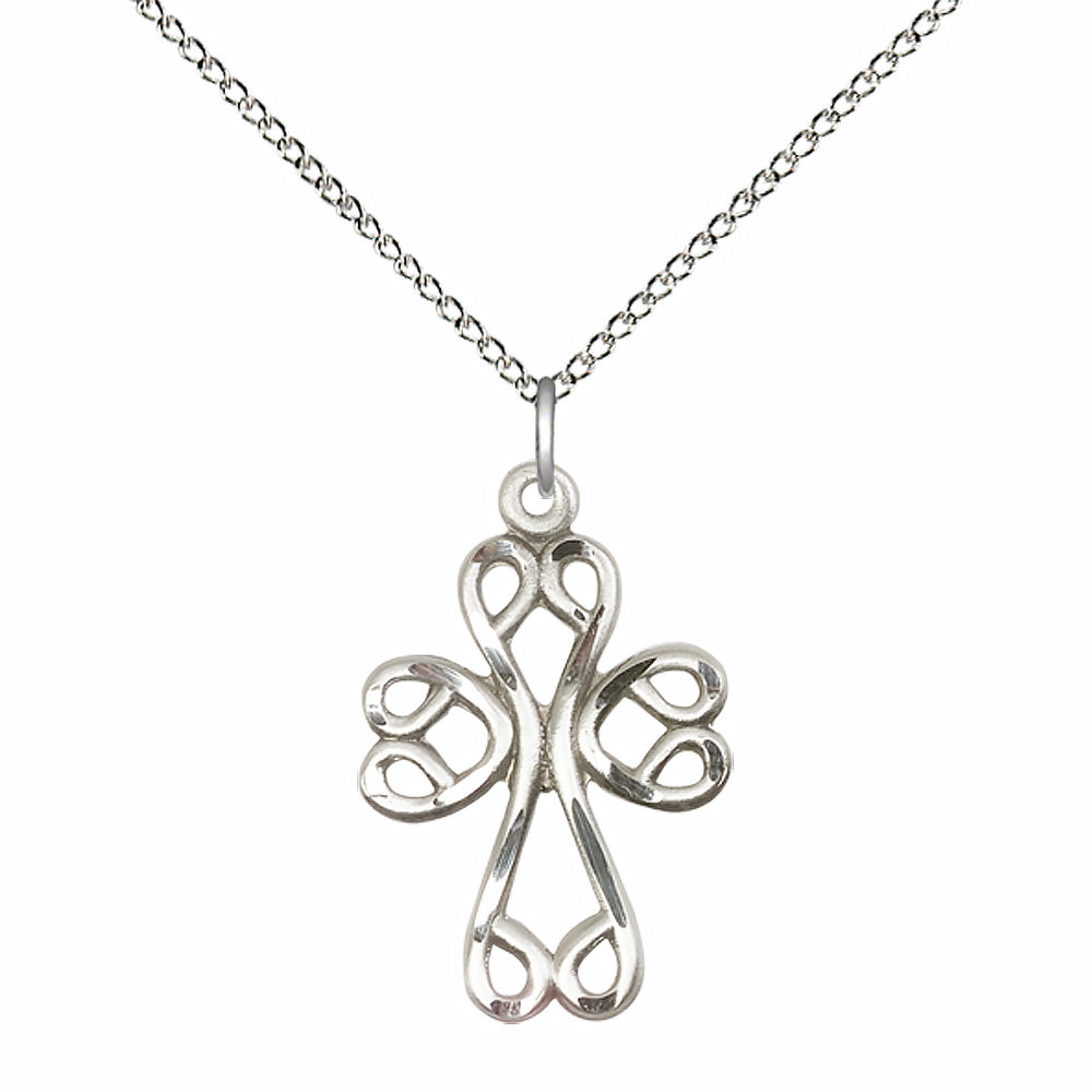 Sterling Silver Scroll Cross Pendant - 5998SS
